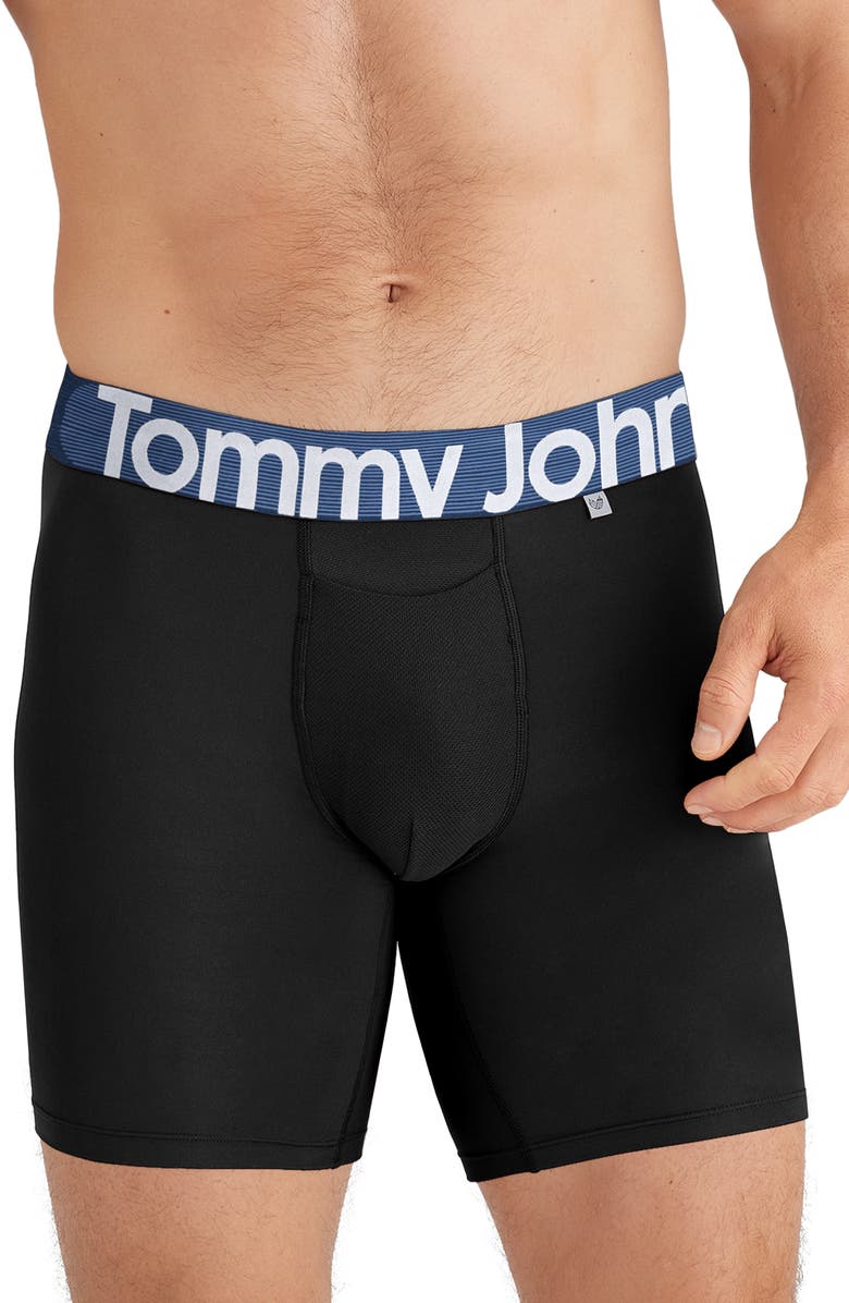Tommy John 360 Sport 6-Inch Hammock Pouch<sup>™</sup> Boxer Briefs, Alternate, color, Black W/ Ebb And Flow Motion Stripe Wb