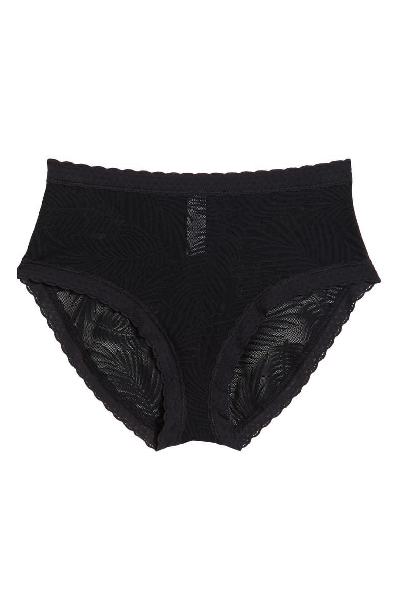 MeUndies Allover Lace High Waist Briefs, Alternate, color, Black Feather