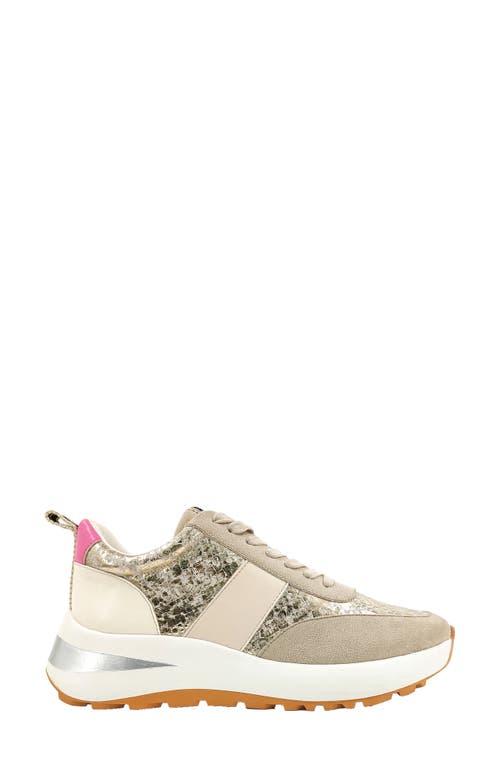 Shushop Serafina Sneaker In Gold Snake