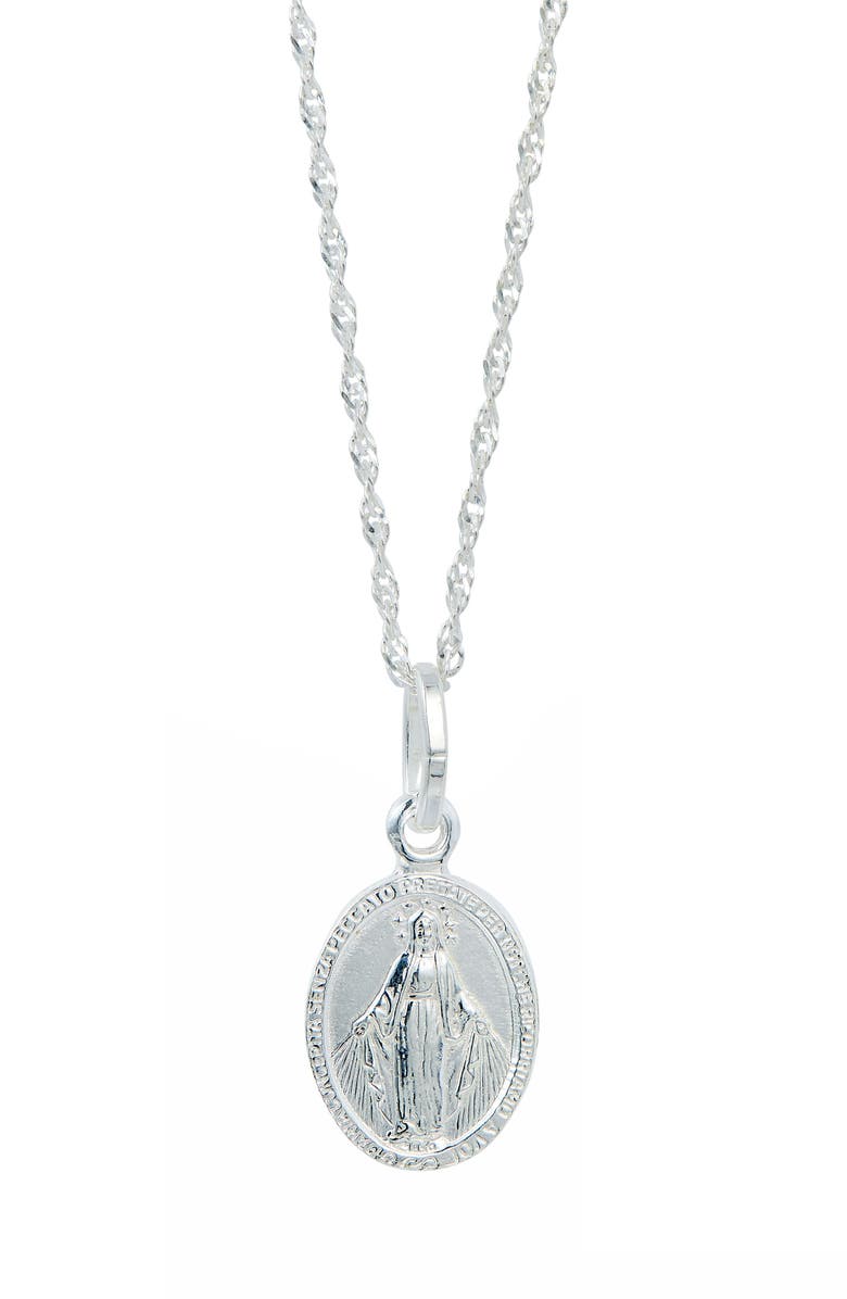 SAVVY CIE JEWELS Miraculous Virgin Mary Pendant Necklace, Main, color, White Gold
