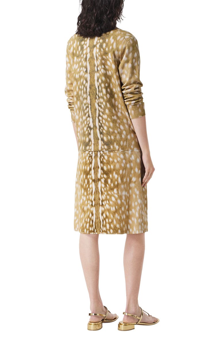 Burberry Alisa Deer Print Stretch Silk A-Line Skirt, Alternate, color, 