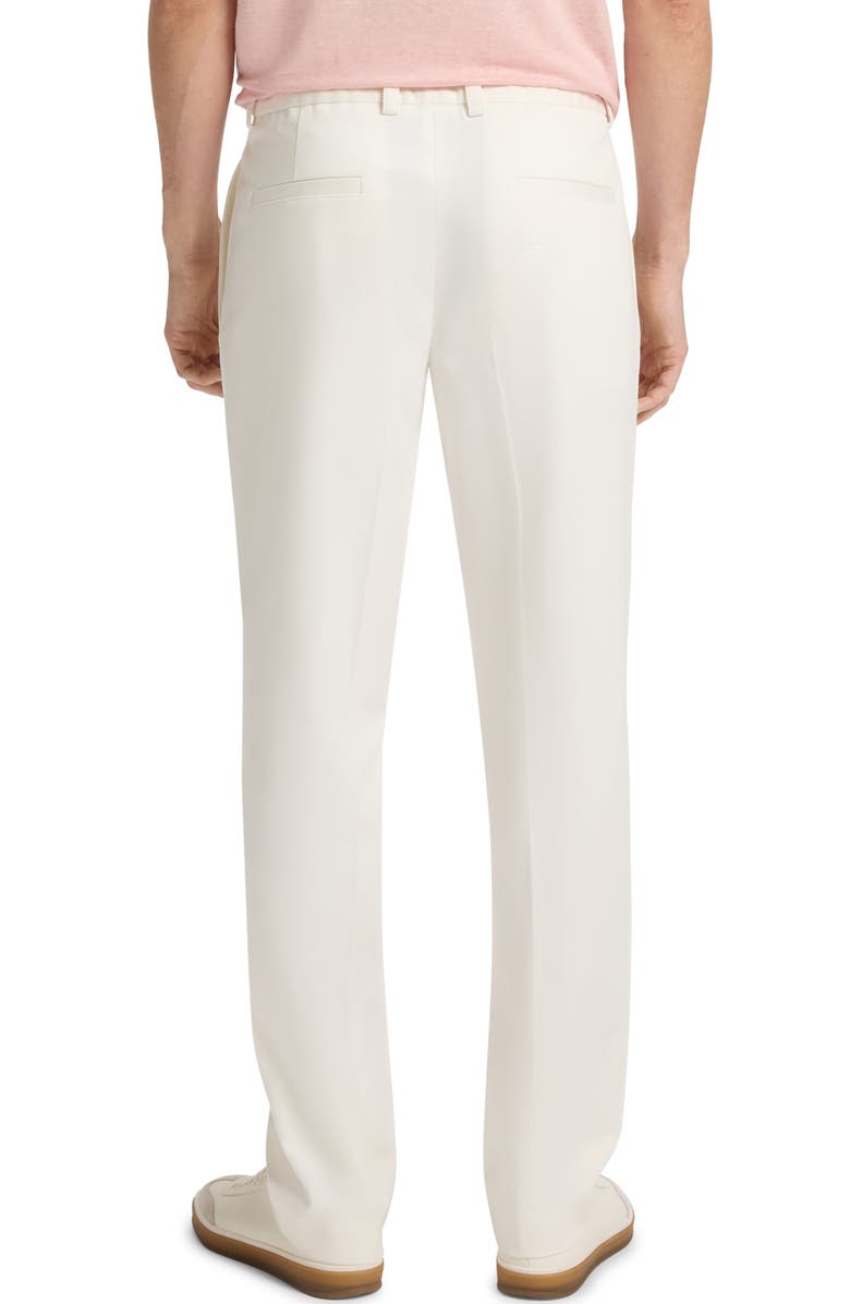 BOSS Pleated Cotton Stretch Twill Dress Pants, Alternate, color, White