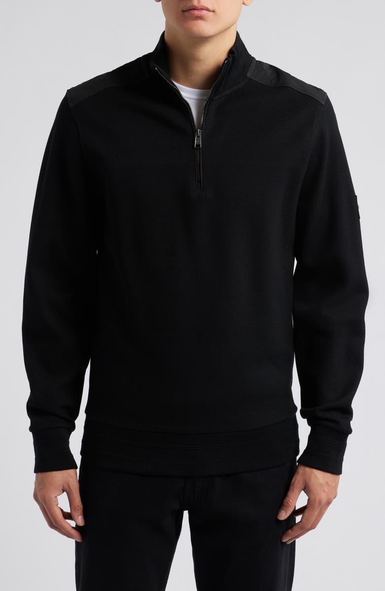 BOSS Sidney Cotton Piqué Half Zip Pullover, Main, color,
