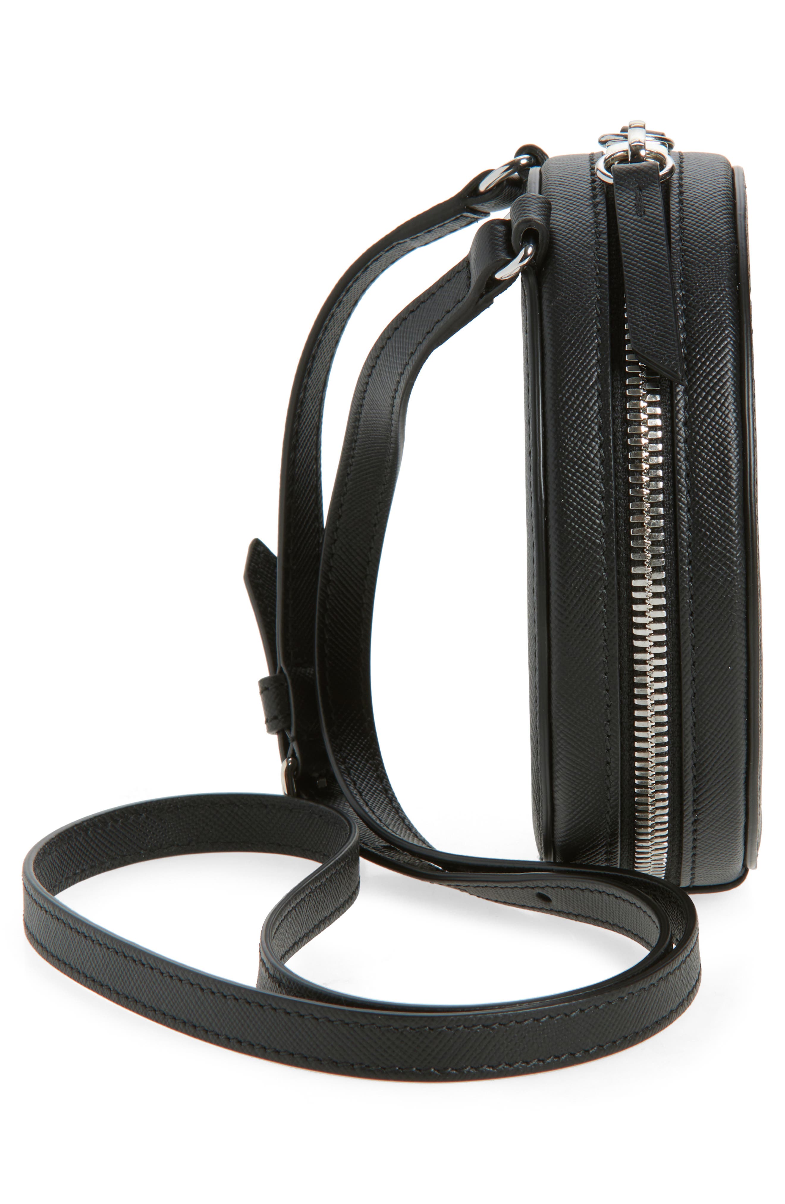 Maison Margiela Micro Circle Leather Crossbody Bag, Alternate, color, Black