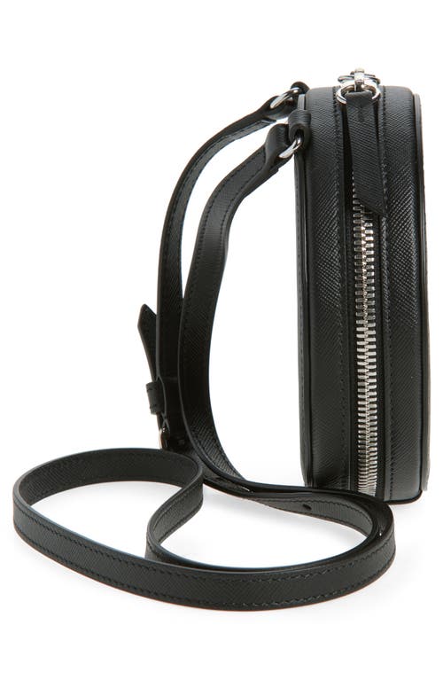 Maison Margiela Micro Circle Leather Crossbody Bag In Black