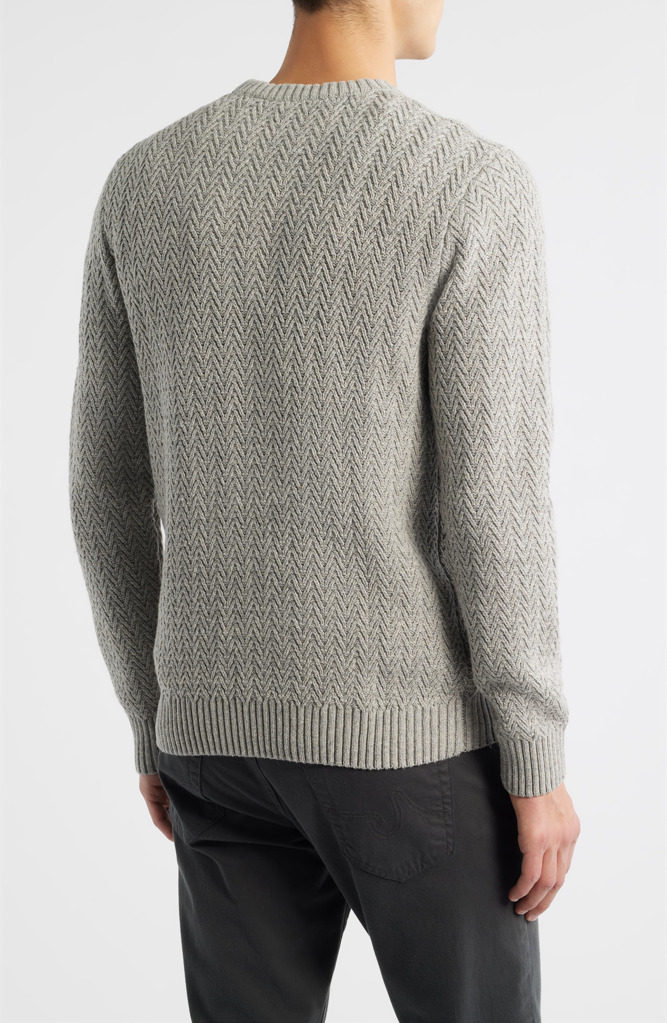 Ayr Herringbone Stitch Cotton & Wool Blend Sweater - image 2
