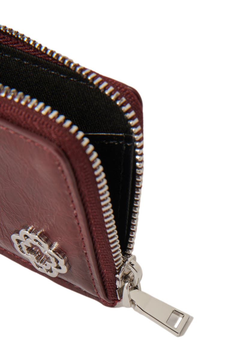 maje Crackled leather cardholder, Alternate, color, Burgundy