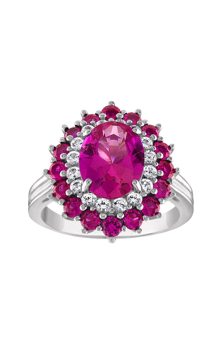 FZN Sterling Silver Lab Grown Pink Sapphire & Ruby Ring, Main, color, Pink