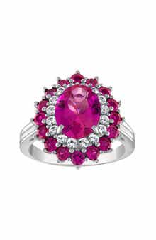 FZN Sterling Silver Lab Grown Pink Sapphire & Ruby Ring