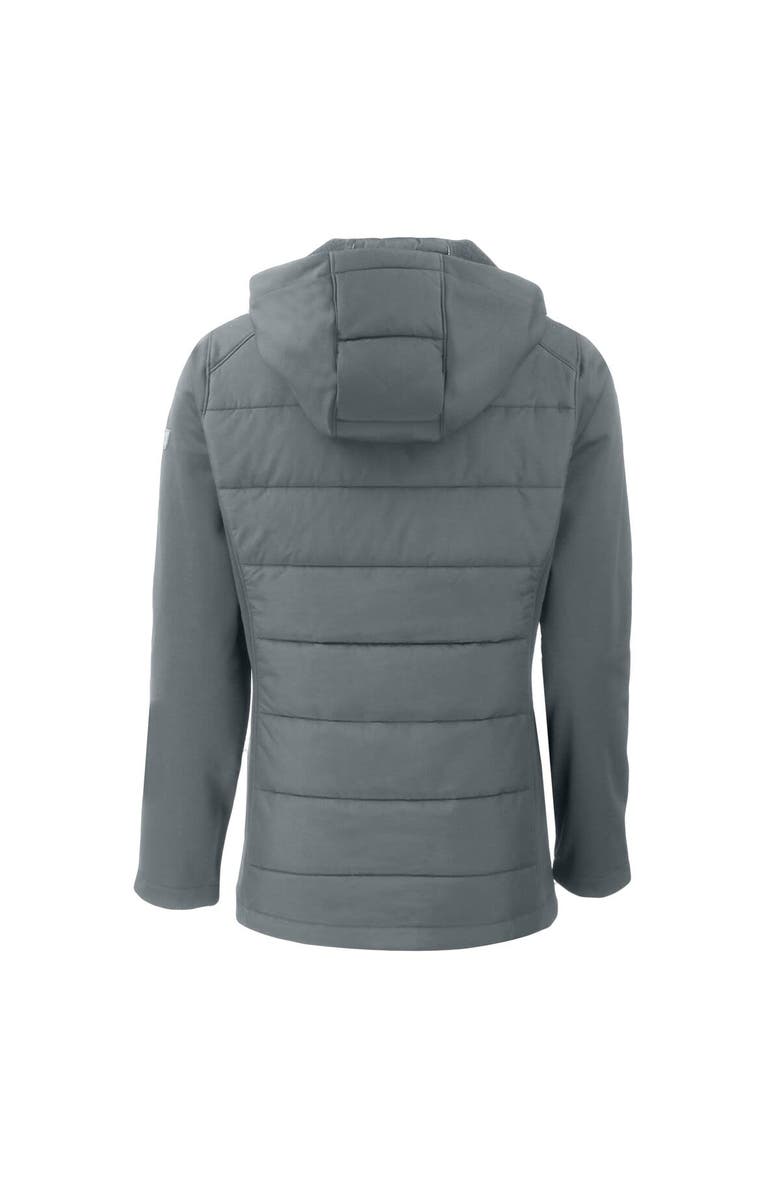 Cutter & Buck Women's Cutter & Buck  Gray Cleveland Browns Throwback Evoke Hybrid Eco Softshell Recycled Full-Zip Hoodie Jacket, Alternate, color, 