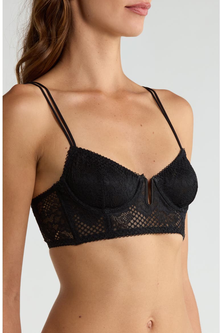 Intimately FP Graphic Edge Demi Longline Bra, Alternate, color, BLACK