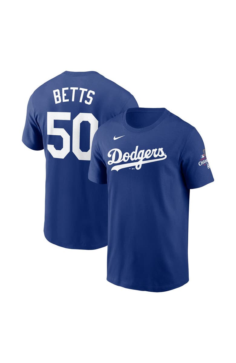 Nike Men's Nike Mookie Betts Royal Los Angeles Dodgers 2024 World Series Champions Name & Number T-Shirt, Main, color, 