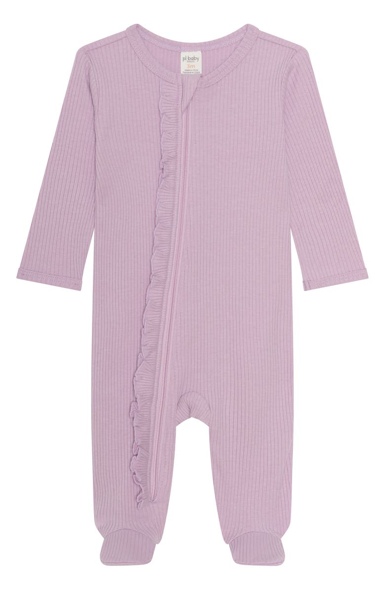 PL Baby by Petit Lem 2-Pack Assorted Ribbed Knit Footies, Alternate, color, Light Purple Bows