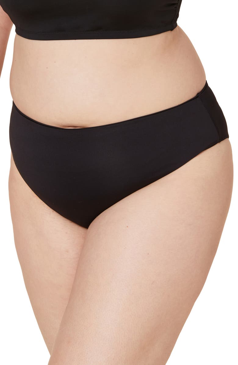 Andie The '90s High Waist Bikini Bottoms, Alternate, color, Black