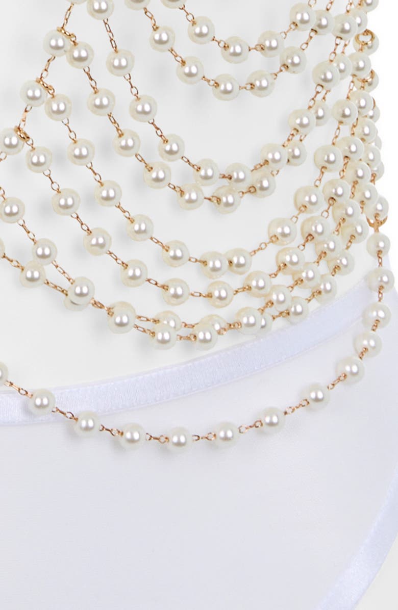 Bluebella Imitation Pearl Mesh Thong Bodysuit, Alternate, color, 