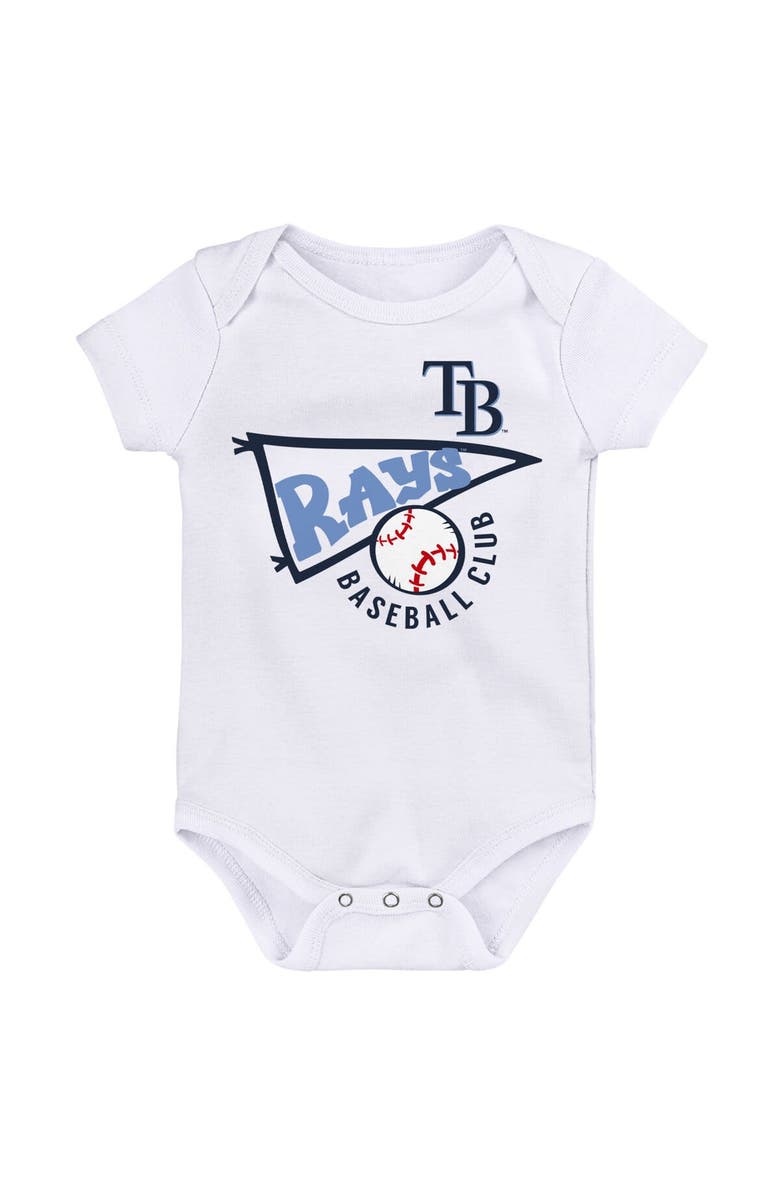Outerstuff Infant Light Blue/White/Heather Gray Tampa Bay Rays Biggest Little Fan 3-Pack Bodysuit Set, Alternate, color, Light Blue