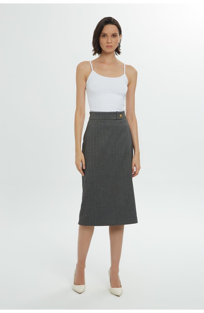 Gizia Zippered Midi Grey Pencil Skirt, Main, color, Grey