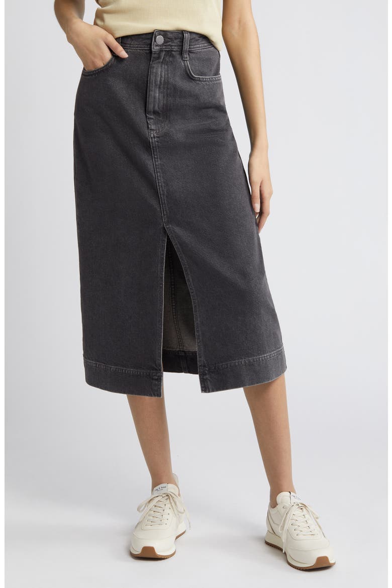 Denim Midi Skirt, Main, color, BLACK