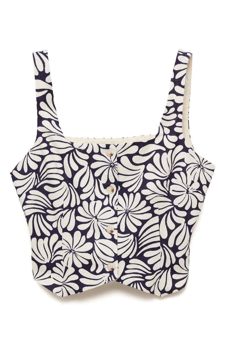 MANGO Coco Sleeveless Linen Blend Button-Up Shirt, Alternate, color, Ecru