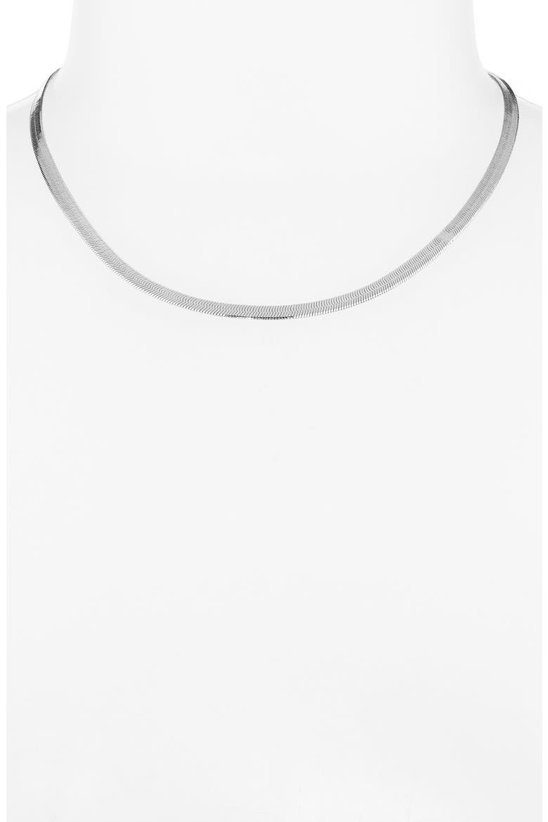 Skinny Herringbone Necklace, Alternate, color, SILVER