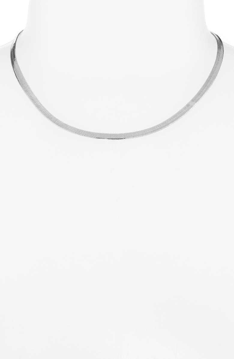 THE SIS KISS Skinny Herringbone Necklace, Alternate, color, Silver