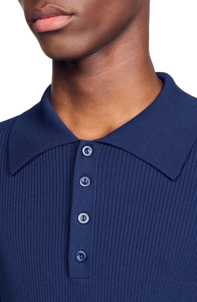 SANDRO Rib knit polo shirt, Alternate, color, 