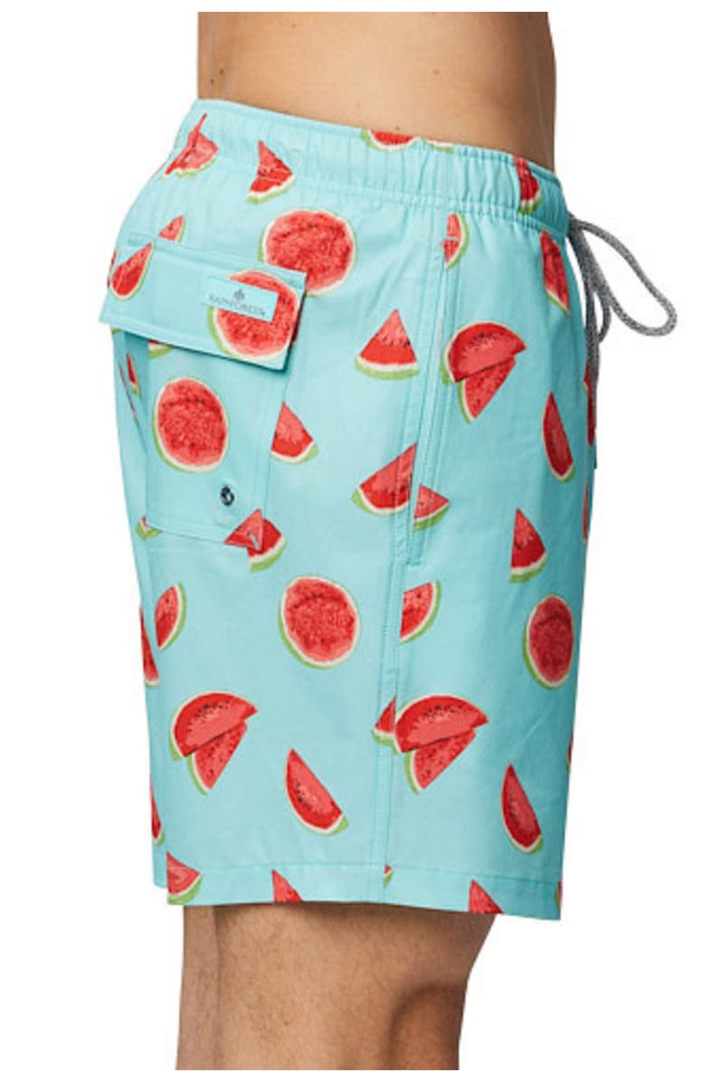 Rainforest One in a Melon Swim Trunks, Alternate, color, Aruba Blue