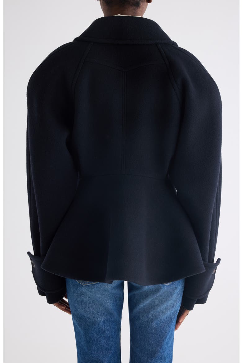 Double Breasted Wool Blend Peplum Jacket, Alternate, color, ICONIC NAVY