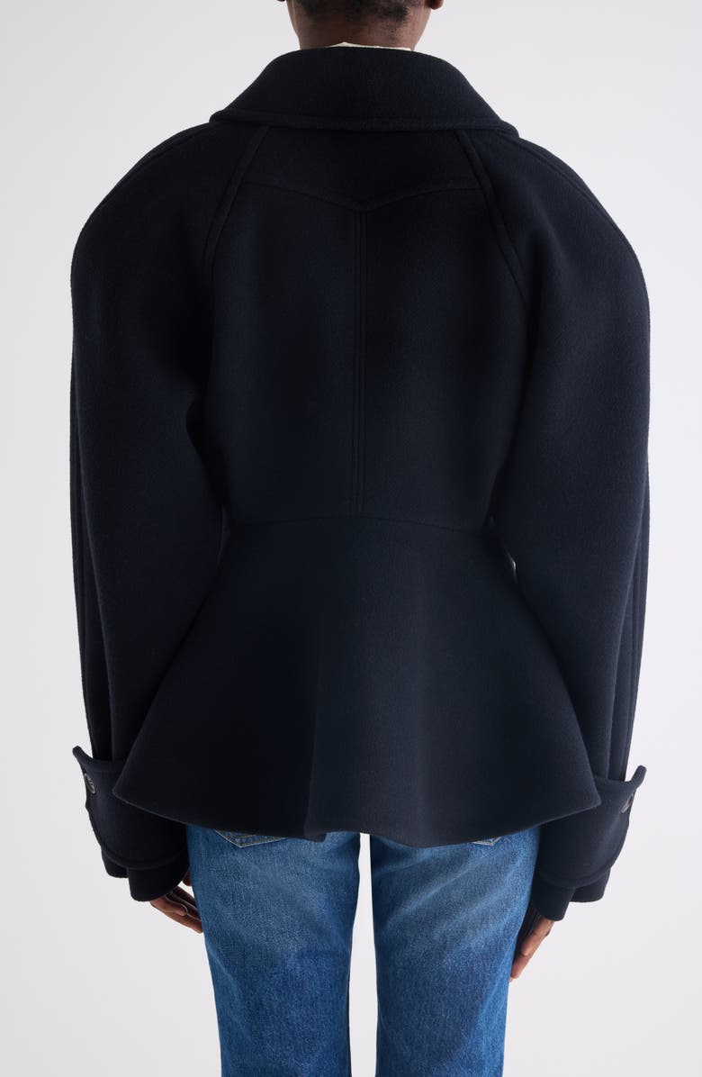 Chloé Double Breasted Wool Blend Peplum Jacket, Alternate, color, Iconic Navy