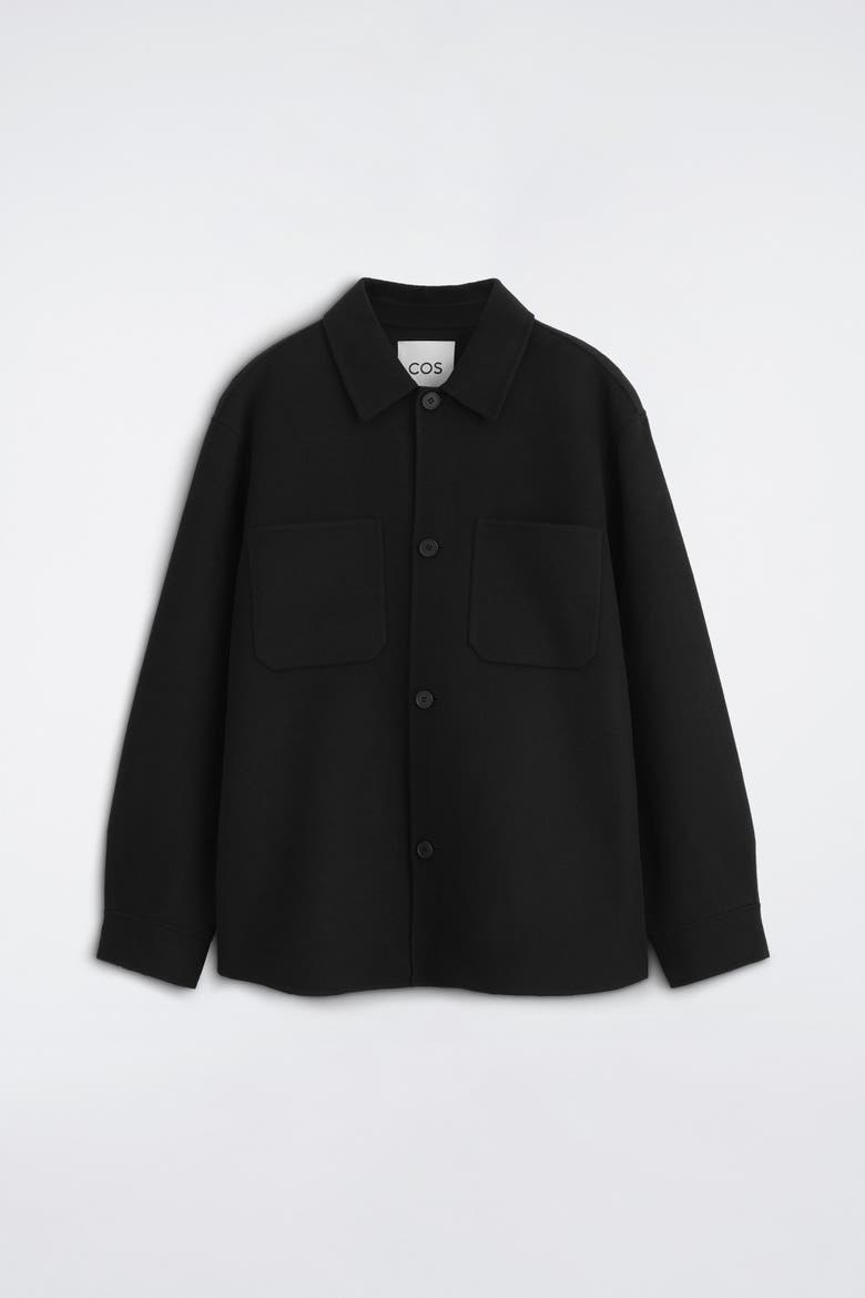 Double-faced Wool Overshirt, Alternate, color, BLACK