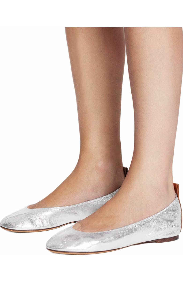 Lanvin The Ballerina Flat In Metallic Leather, Alternate, color,