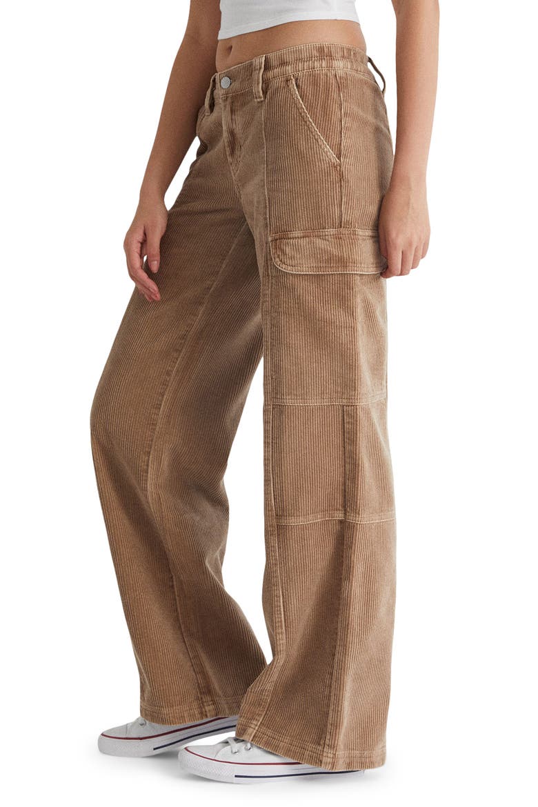 Low Rise Wide Leg Corduroy Pants, Alternate, color, PINE BARK