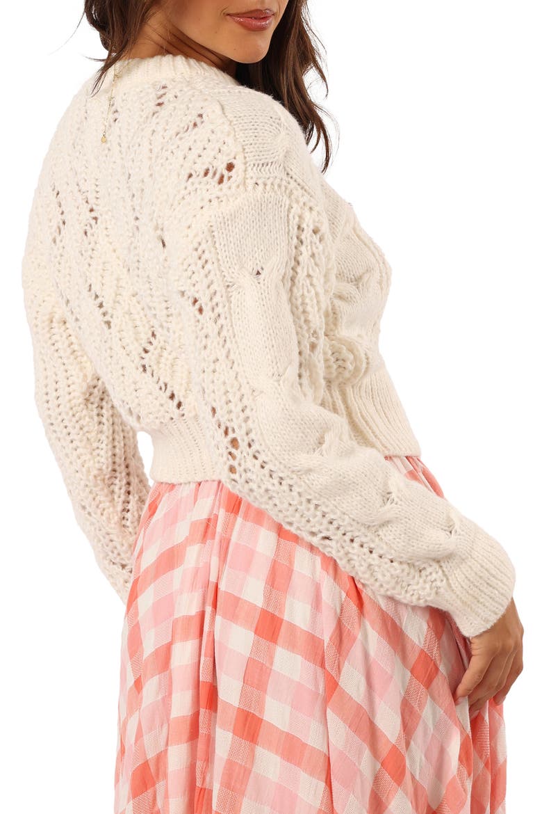 Birdie Open Stitch Side Tie Sweater, Alternate, color, CREAM
