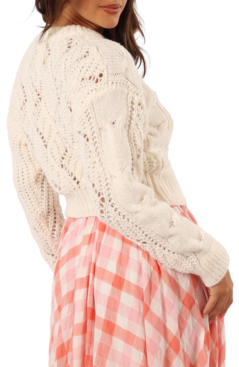 Petal & Pup Birdie Open Stitch Side Tie Sweater, Alternate, color, Cream