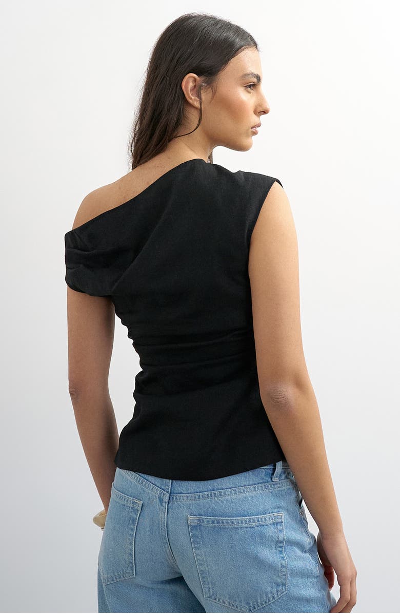 Topshop Off the Shoulder Ruched Pleat Waist Top, Alternate, color,
