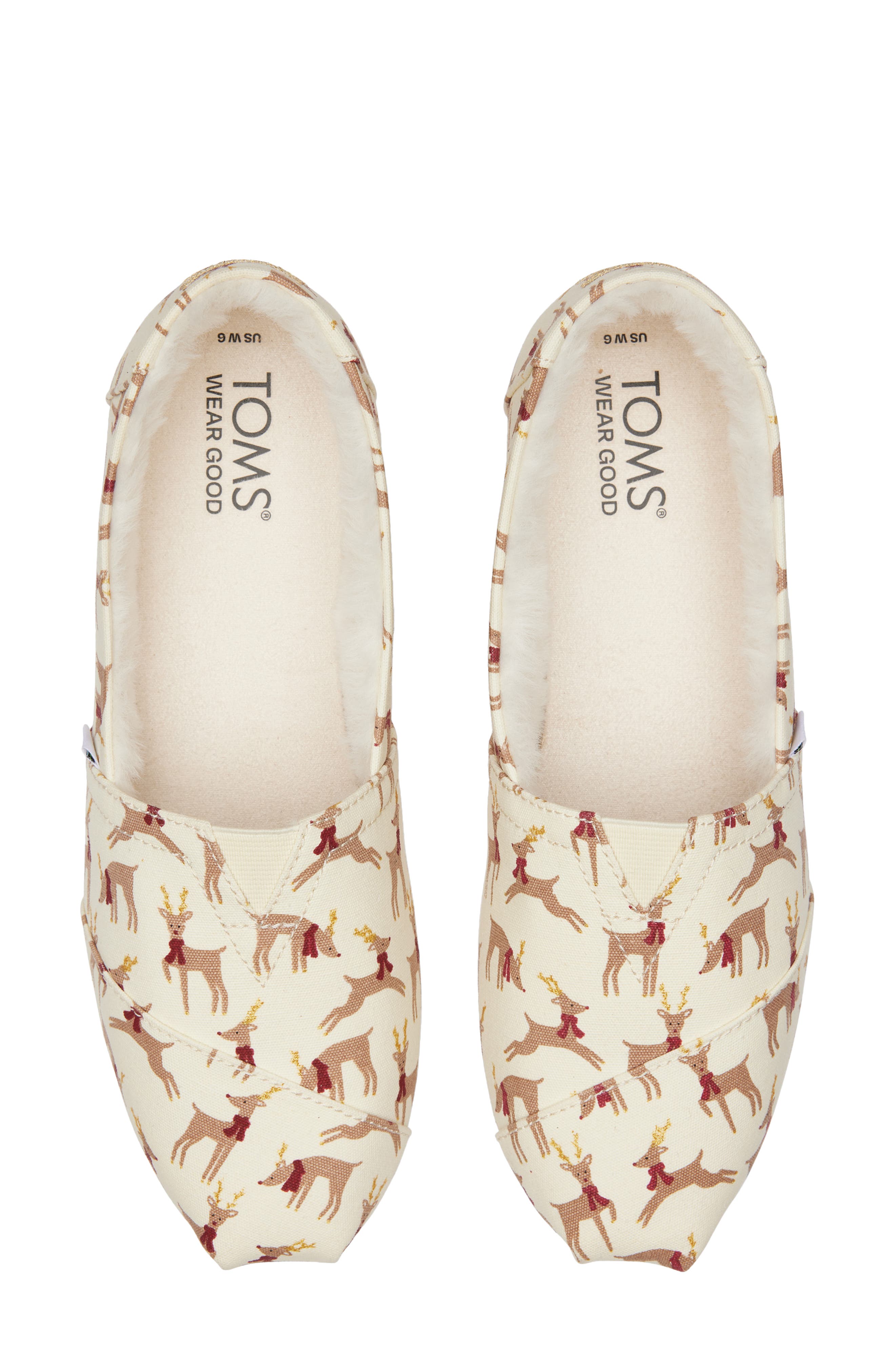 TOMS Alpargata Reindeer Faux Fur Lined Slip-On, Alternate, color, 