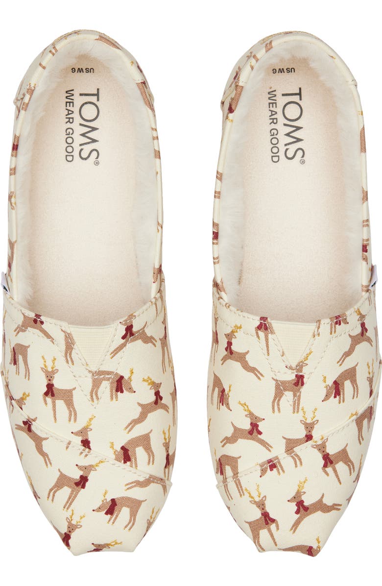 TOMS Alpargata Reindeer Faux Fur Lined Slip-On, Alternate, color,