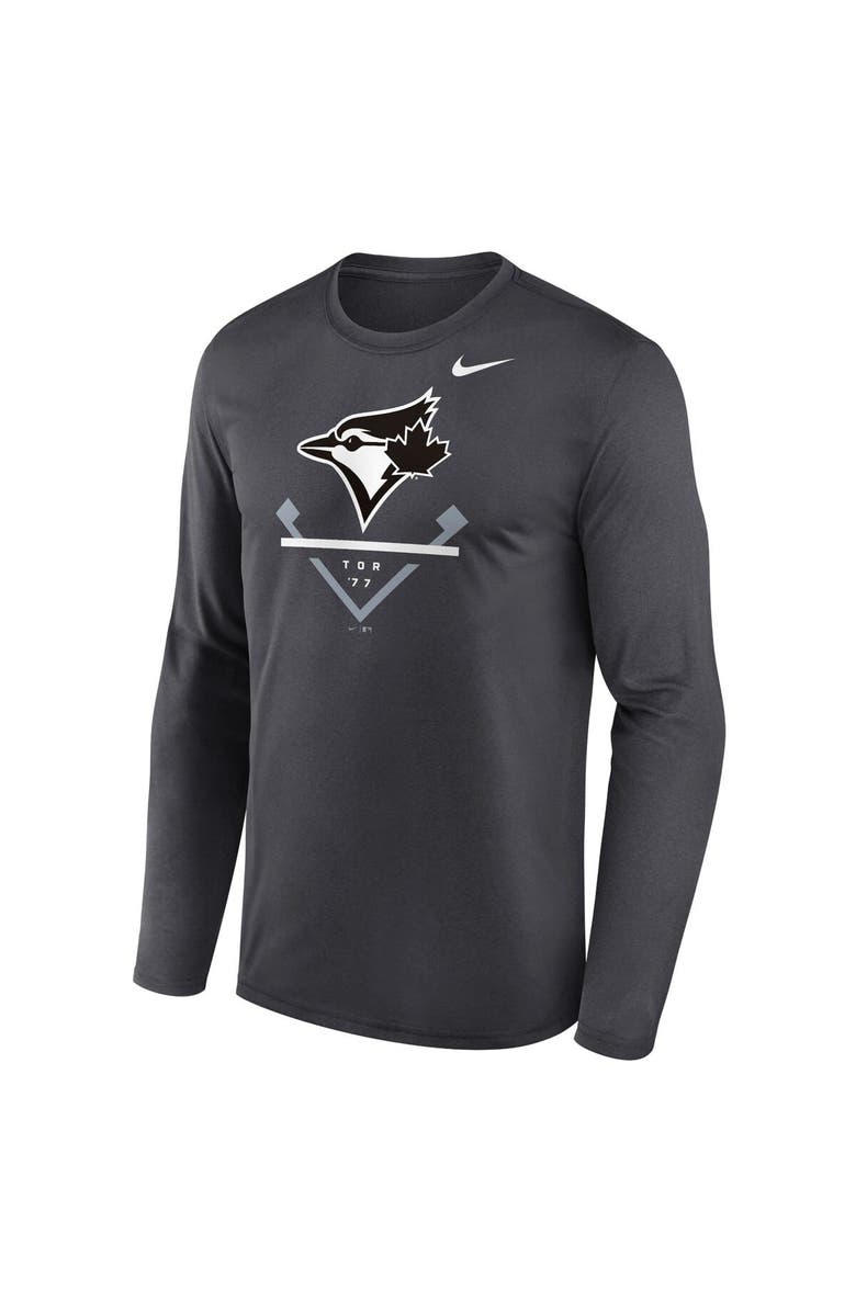 Nike Men's Nike Anthracite Toronto Blue Jays Icon Legend Performance Long Sleeve T-Shirt, Alternate, color,