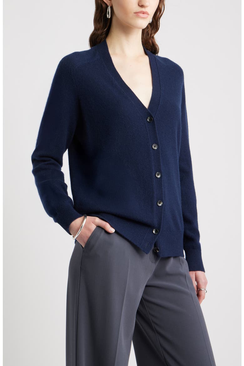 Cashmere V-Neck Cardigan, Alternate, color, NAVY NIGHT