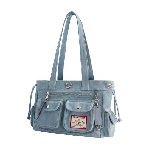 True Religion Multi-pocket Denim Tote In Blue