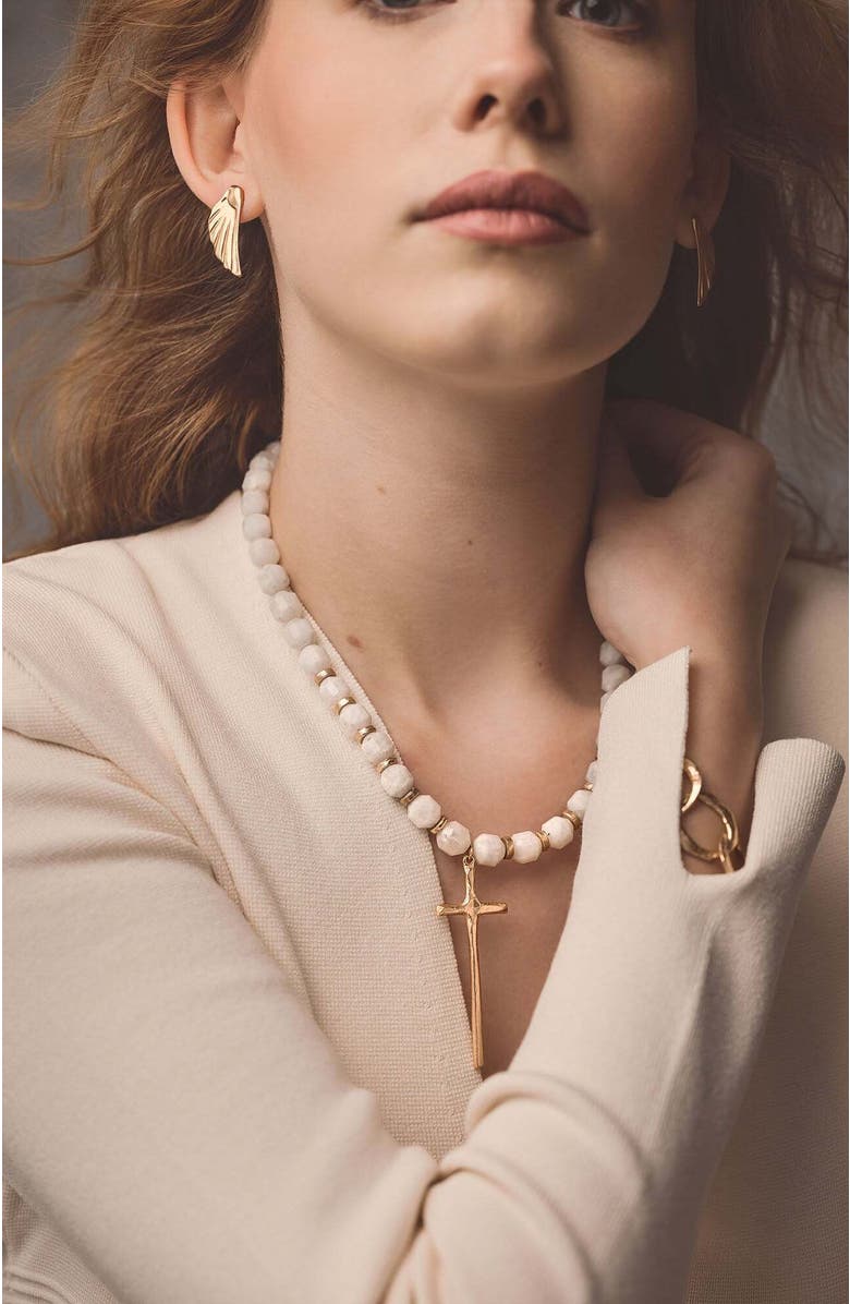 Collection 1304 Heavenly Bronze Cross Necklace, Alternate, color, 