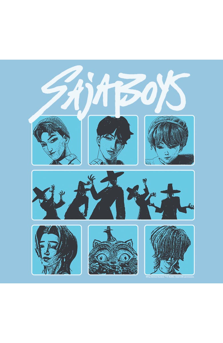 KPop Demon Hunters Boy's KPop Demon Hunters Saja Boys Group  Graphic T-Shirt, Alternate, color, Light Blue