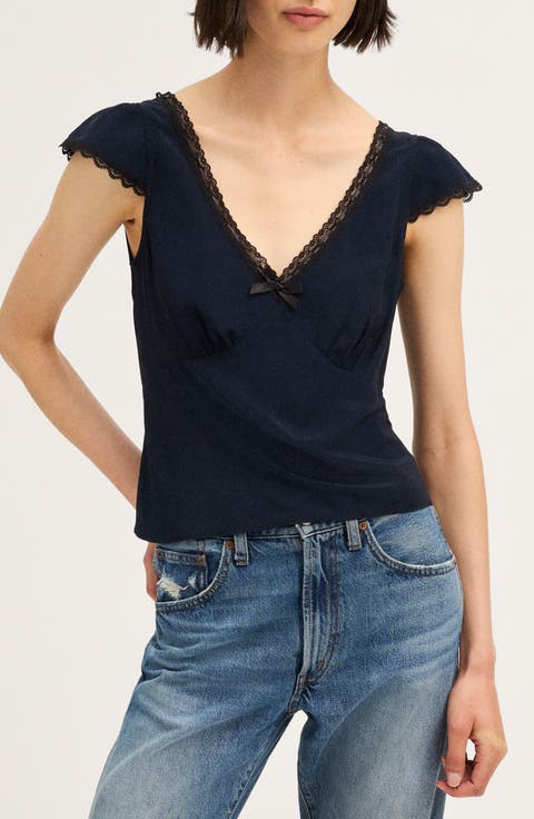 Layton Lace Trim V-Neck Top