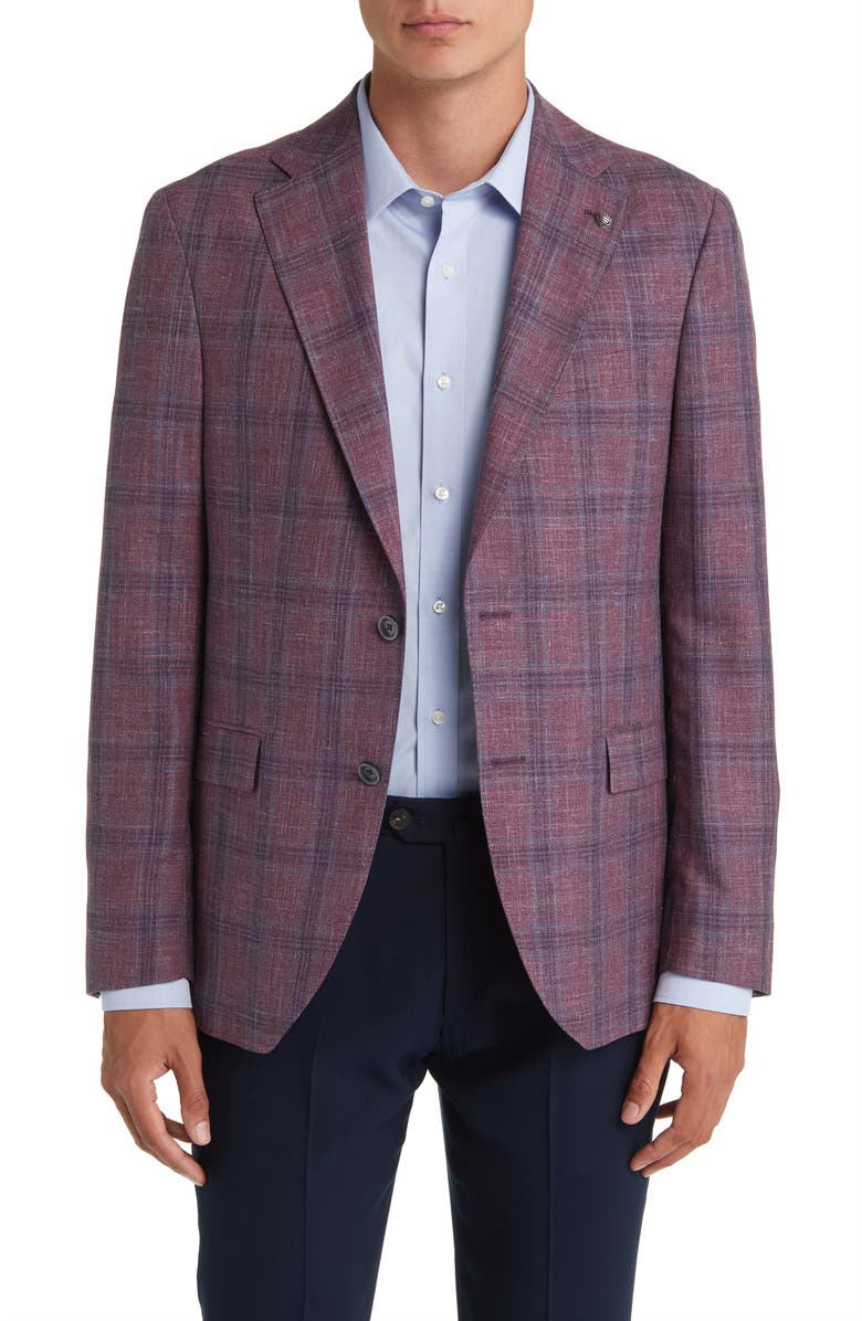 Jack Victor Midland Soft Constructed Plaid Wool & Silk Blend Sport Coat, Main, color, 