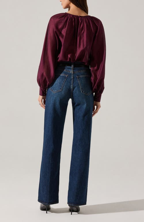 Astr The Label Reyen Long Sleeve Top In Burgundy