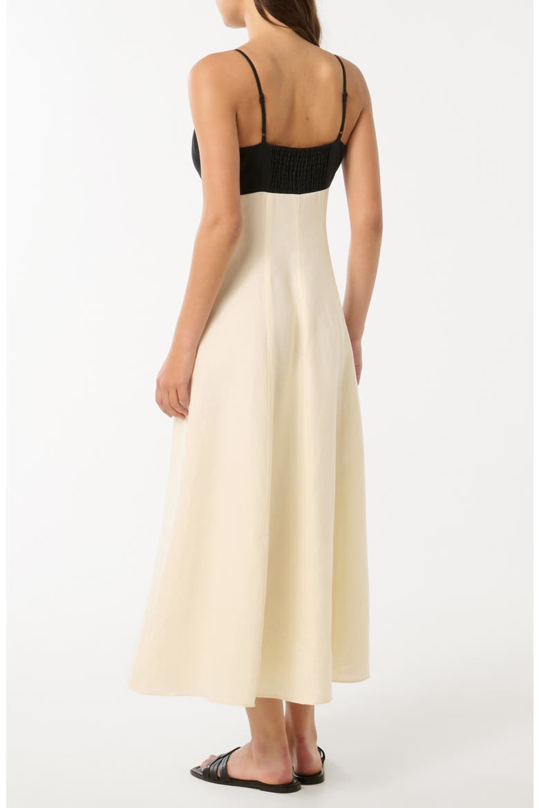 Ada Colorblock Linen Midi Sundress, Alternate, color, CREAM / BLACK