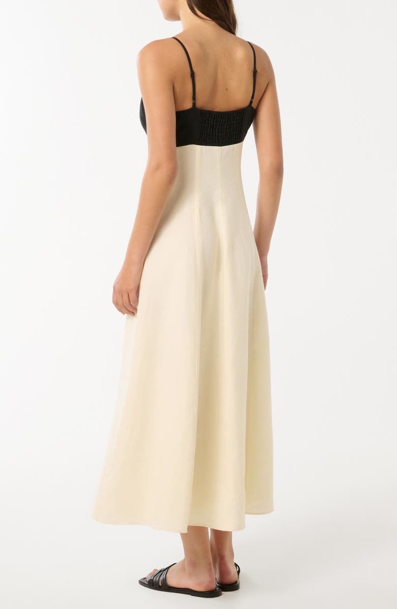 Ever New Ada Colorblock Linen Midi Sundress, Alternate, color, Cream / Black