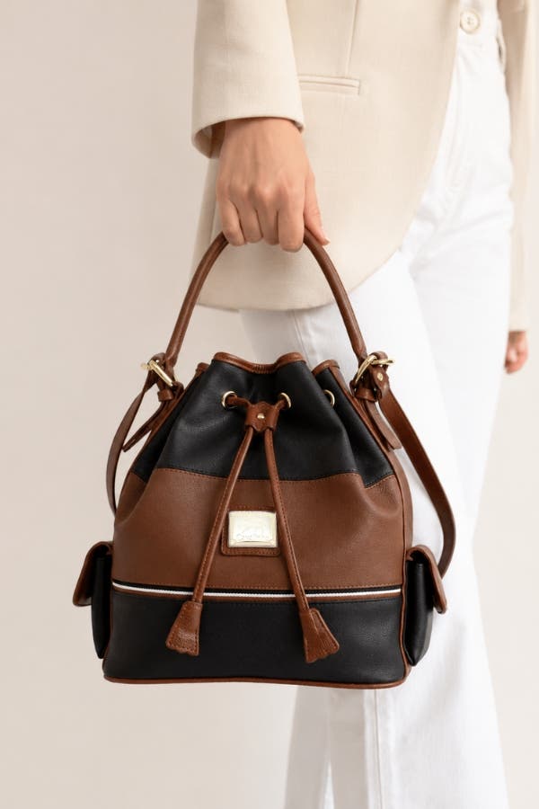 Unique 360 Bucket Bag, Alternate, color, Black / Brown