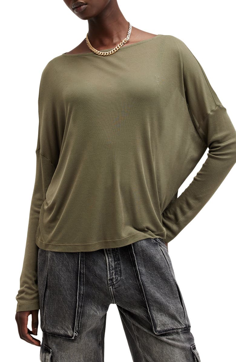 AllSaints Rita Francesco Long Sleeve Boatneck T-Shirt, Main, color,