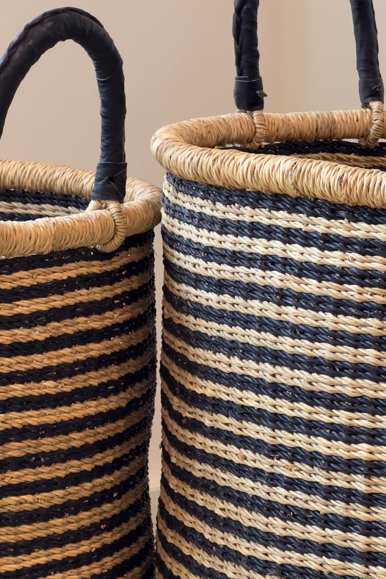 Handwoven Hamper, Alternate, color, Natural w/ Black